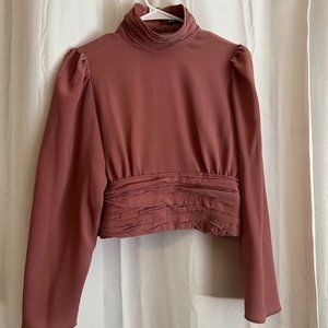 Zara High Neck Open Back Long Sleeved Top-Size Small
